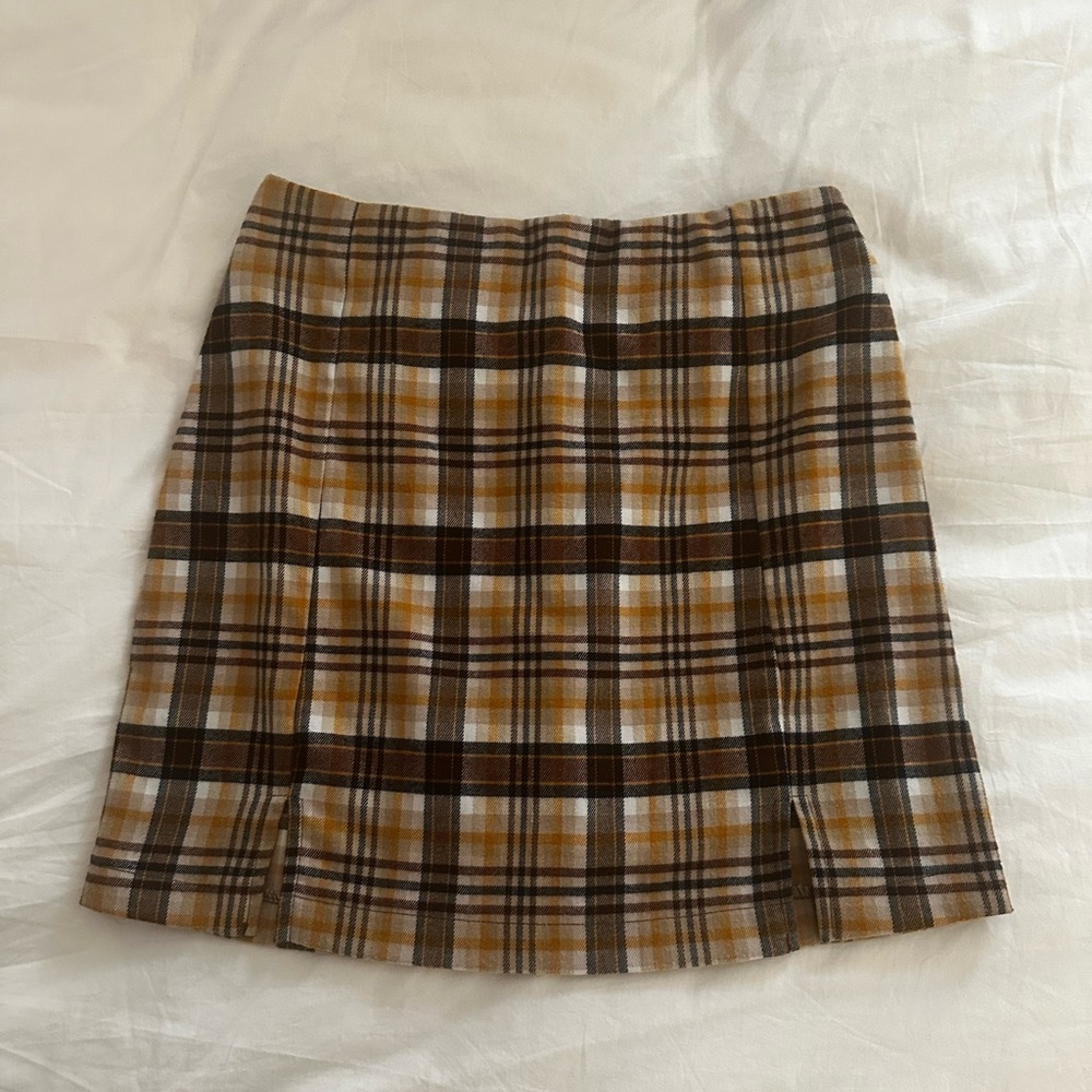Plaid Brown Tan Skirt